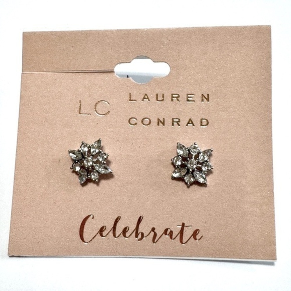 Silver Crystal Earrings Celebration Earrings by Lauren Conrad NEW 3/$25
